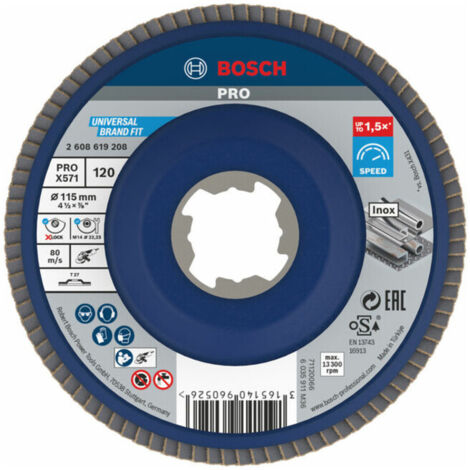 Disque à lamelles Bosch X571 Best for Metal droit 115 mm K 120 Plastique 10 pièces