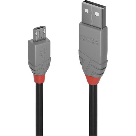 LINDY Câble USB USB 2.0 USB-A mâle, USB-Micro-B mâle 1.00 m noir, gris 36732 S214432 (1/2)