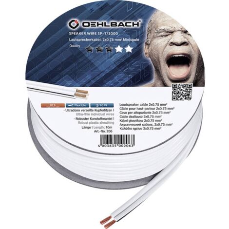 Oehlbach 206 Câble haut-parleur 2 x 0.75 mm² blanc 10 m (1/2)