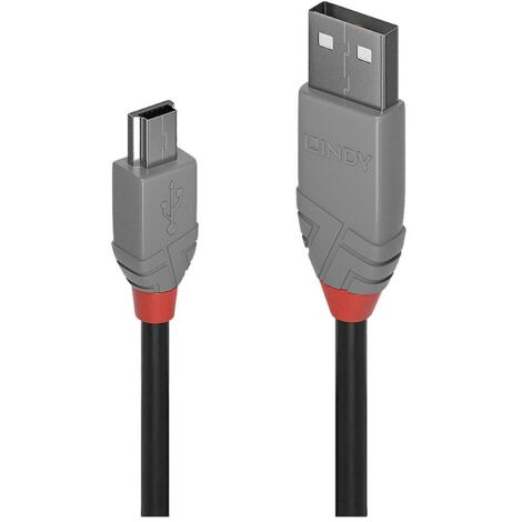 LINDY Câble USB USB 2.0 USB-A mâle, USB-Mini-B mâle 1.00 m noir, gris 36722 S214092 (1/4)