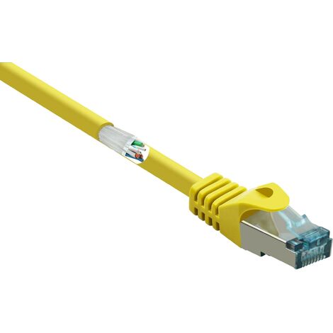 Renkforce RF-5153668 RJ45 Câble réseau, câble patch CAT 6a S/FTP 3.00 m jaune avec cliquet d'encastrement, ignifuge 1 pc(s) S486212