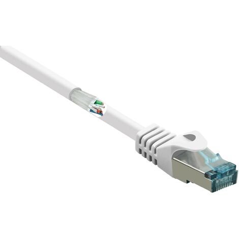 Renkforce RF-5044036 RJ45 Câble réseau, câble patch CAT 6a S/FTP 5.00 m blanc avec cliquet d'encastrement, ignifuge 1 pc(s) S557962 (1/5)