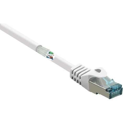 Renkforce RF-5043914 RJ45 Câble réseau, câble patch CAT 6a S/FTP 1.00 m blanc avec cliquet d'encastrement, ignifuge 1 pc(s) S590342