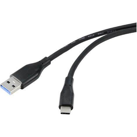 Renkforce Câble USB USB 3.2 Gen1 (USB 3.0) USB-A mâle, USB-C® mâle 3.00 m noir gaine en PVC, très flexible RF-4995178 W043602
