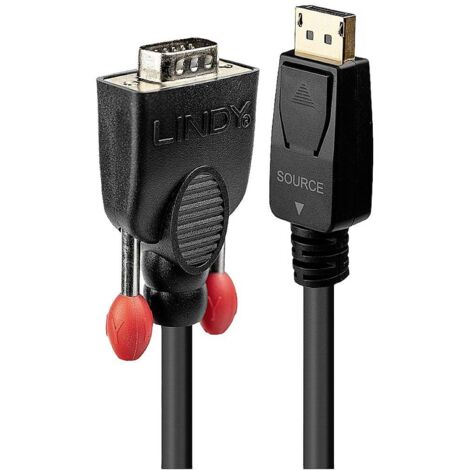 Câble de raccordement LINDY Fiche mâle DisplayPort, Fiche mâle VGA 9 pôles 1.00 m noir 41941 Câble DisplayPort S210862 (1/4)