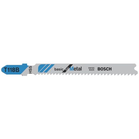 3x lames de scie sauteuse Bosch T 118 B Basic for Metal - 2608631673