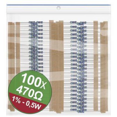 Quadrios 22P091 22P091 Jeu de résistances à couche métallique 470 Ω sortie axiale 0.5 W 1 % 1 set X573952 (1/2)