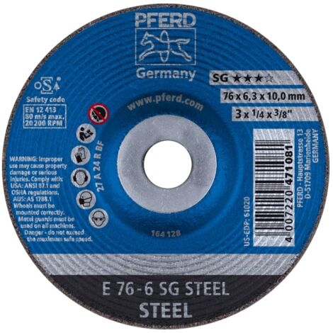 PFERD TOOLS 62208626 E 76-6 SG STEEL/10,0 Disque à ébarber à moyeu déporté Diamètre 76 mm Ø de perça (1/3)