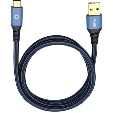 Oehlbach Câble USB USB 3.2 Gen1 USB-A mâle, USB-C® mâle 3.00 m bleu contacts dorés 9328 (1/2)