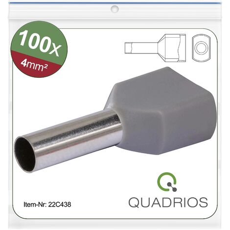 Quadrios 22C438 Embout double d'extrémité de câble 4 mm² partiellement isolé gris 1 set X572362
