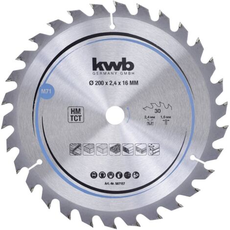 Lame de scie circulaire au carbure 200 x 16 mm – 30 dents pour bois dur et panneaux de particules – Coupe nette et rapide – 1 pièce – KWB (1/5)