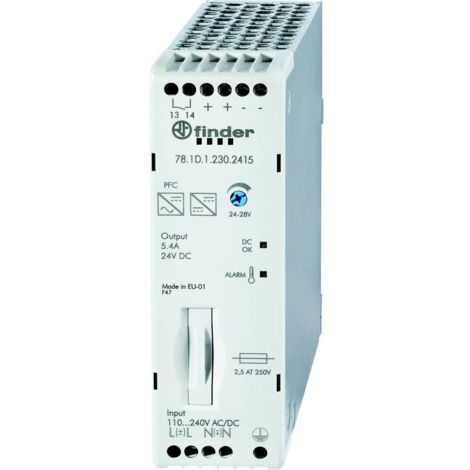 Finder 78.1D.1.230.2415 Alimentation rail DIN 24 V/DC 5.4 A 130 W Contenu 1 pc(s) Y446202 (1/2)