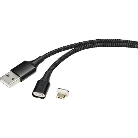 Renkforce Câble USB USB 2.0 USB-A mâle, USB-Micro-B mâle 1.00 m noir connecteur magnétique RF-4746074 Y427242
