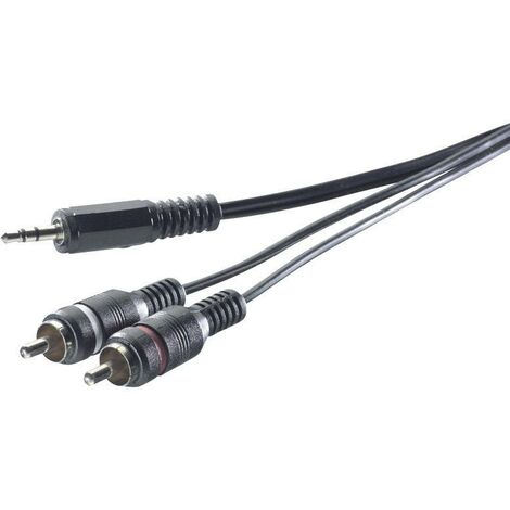 Adaptateur audio SpeaKa Professional SP-1300904 [2x Cinch-RCA mâle - 1x Jack mâle 3.5 mm] 5.00 m gris Y53558