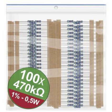 Quadrios 22P102 22P102 Jeu de résistances à couche métallique 470 kΩ sortie axiale 0.5 W 1 % 1 set X573522 (1/2)