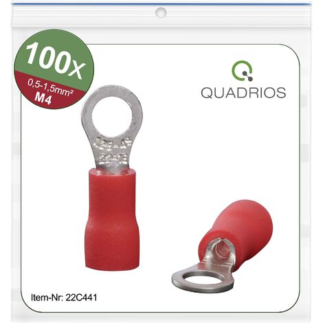 Quadrios 22C441 Cosse à oeillet Section max.=1.5 mm² Ø du trou=4.3 mm partiellement isolé rouge 1 se (1/4)