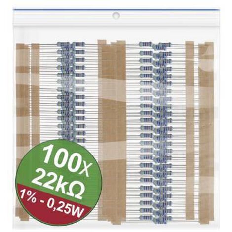 Quadrios 22P051 22P051 Jeu de résistances à couche métallique 22 kΩ sortie axiale 0207 0.25 W 1 % 1 (1/2)