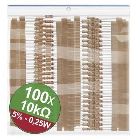 Quadrios 22P073 22P073 Jeu de résistances à couche carbone 10 kΩ sortie axiale 0.25 W 5 % 1 set X571012 (1/2)