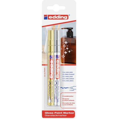 Edding 751 4-751-2-1-53-54 Marqueur peinture or, argent 1 mm, 2 mm W698302 (1/4)