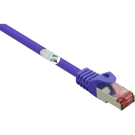 Renkforce RF-4724916 RJ45 Câble réseau, câble patch CAT 6 S/FTP 0.50 m violet avec cliquet d'encastrement, contacts dorés, ignifuge 1 pc(s) Y851362