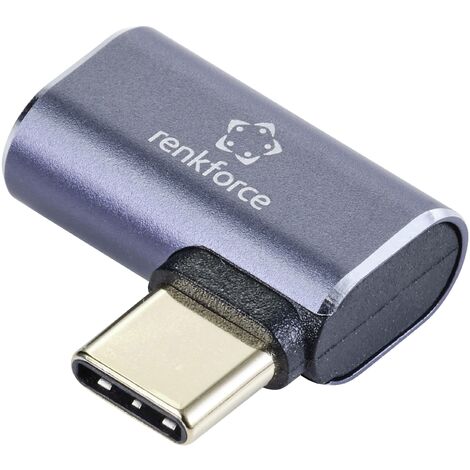 Renkforce USB4® Adaptateur [1x USB4® mâle - 1x USB-C® femelle] 40 GBit/s coudé à 90° vers la gauche, connecteur aluminium X558282