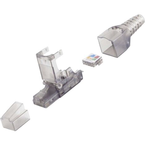 BKL Electronic Fiche RJ45, sans outil, UTP, Cat 6A 10121200 mâle, droit Nombre de pôles 8P8C transpa