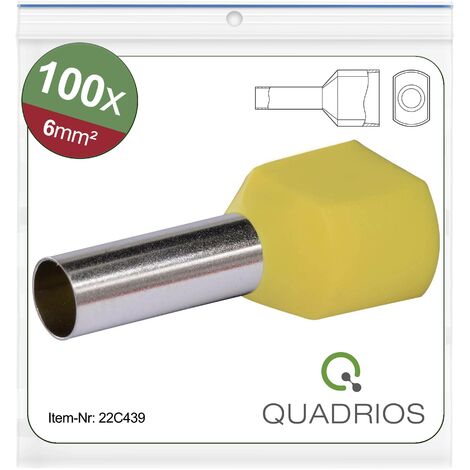Quadrios 22C439 Embout double d'extrémité de câble 6 mm² partiellement isolé jaune 1 set X572302 (1/5)