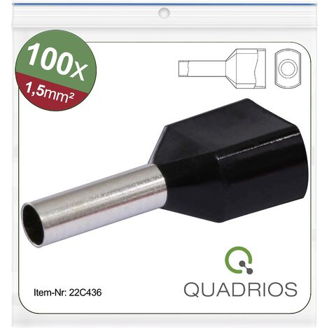 Quadrios 22C436 Embout double d'extrémité de câble 1.5 mm² partiellement isolé noir 1 set X572382 (1/5)