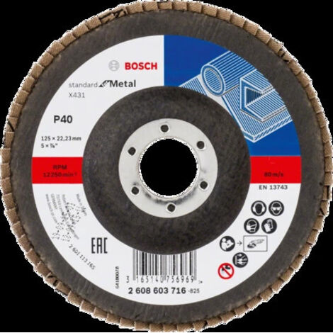 Bosch Accessories 2608603716 X431 Disque segmenté Diamètre 125 mm Ø de perçage 22.33 mm Grain 40 aci (1/2)