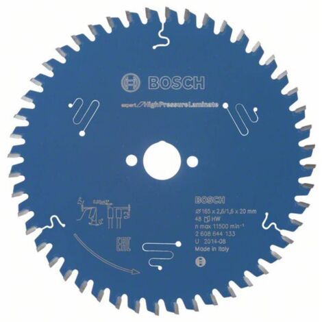 Bosch – Lame de scie circulaire 165mm – Alésage 20mm – Denture 48 – Pour stratifiés haute pression – Largeur de coupe 2,6mm - DENT 48 TF