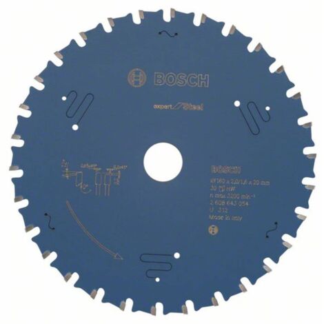 Bosch – Lame de scie circulaire 160 mm – Alésage 20 mm – Épaisseur 1.6 mm – Nombre de dents 60 – Pour coupes nettes dans l’acier