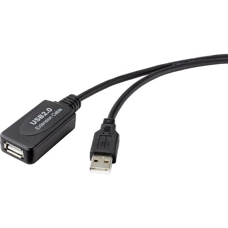Renkforce Câble USB USB 2.0 USB-A mâle, USB-A femelle 5.00 m noir actif avec amplification du signal RF-4535052 A843582