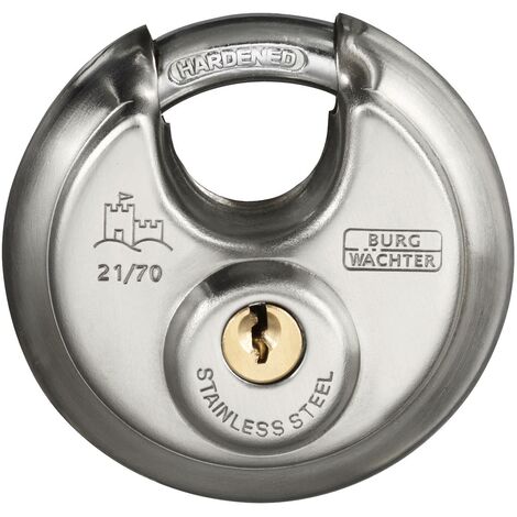 Cadenas cylindrique - BURG WACHTER - 21 70 SB - Acier inoxydable 70 mm, ouverture a clé (1/6)