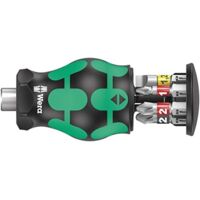 Wera – Porte-embouts Kraftform Kompakt Stubby 5008874001 – 6 embouts pour vis à fente et Pozidriv – Aimant puissant pour zones difficiles d'accès