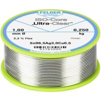 Felder ISO-Core "Ultra Clear" SAC305 Étain à souder bobine Sn96,5Ag3Cu0,5 0.250 kg 1 mm A581622