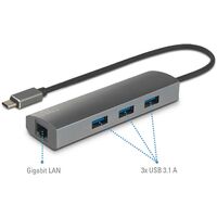Adaptateur réseau/hub Renkforce 1 GBit/s USB-C® (USB 3.2 Gen 1), Gigabit-LAN (1 Gbit/s), USB 3.1 (Ge