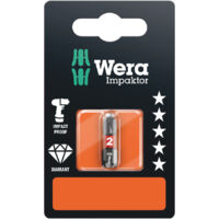 Embout cruciforme PH 2 Wera 05073916001 Acier à outils allié, revêtement diamanté Forme (embouts): D