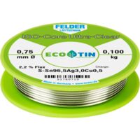 Felder ISO-Core "Ultra Clear" SAC305 Étain à souder bobine Sn96,5Ag3Cu0,5 0.100 kg 0.75 mm