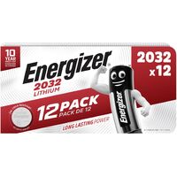 Energizer – Pile bouton CR 2032 lithium 240 mAh 3 V – Lot de 12 – Température de fonctionnement -30 à +60 °C – Non rechargeable