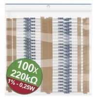 Quadrios 22P055 22P055 Jeu de résistances à couche métallique 220 kΩ sortie axiale 0207 0.25 W 1 % 1