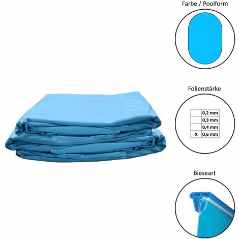Poolinnenhüllen oval 0,6 mm 150 cm Tiefe Keilbiese 490x300x150cm