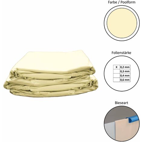 Poolfolie Ersatzfolie Rundbecken 350x90cm - Dicke 0,2mm - Overlap - sand