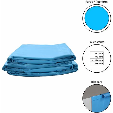 Pool Ersatzfolie rund in versch. Größen - Dicke 0,4mm - Tiefe 120 cm - blau - Einhängebiese 350x120cm