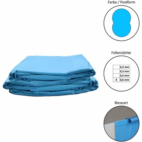 Poolfolie Ersatzfolie Achtformbecken 540x350x150cm - Dicke 0,6mm - Einhängebiese - blau