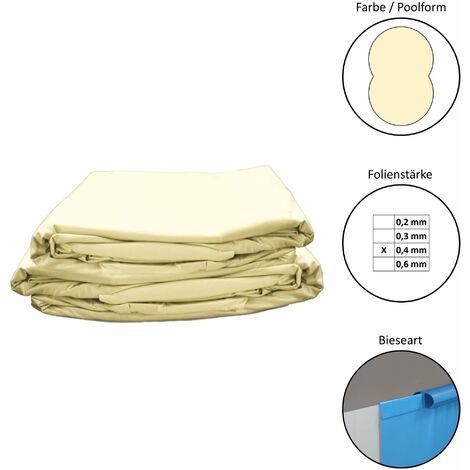 Poolfolie Ersatzfolie Achtformbecken 650x420x120cm - Dicke 0,4mm - Einhängebiese - sand
