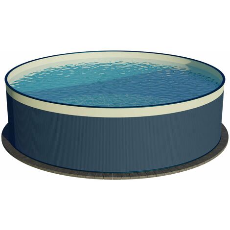 Stahlwandpool rund Größe wählbar, 90 cm tief, Stahl 0,3 mm anthrazit, Folie 0,2 mm sand, overlap 450x90