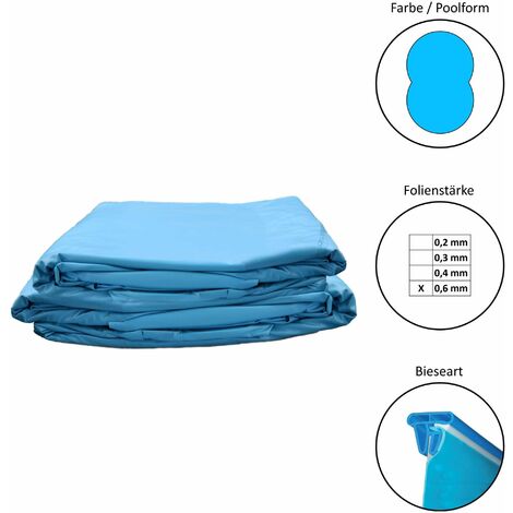 Poolfolie Ersatzfolie Achtformbecken 725x460x120cm - Dicke 0,6mm - Keilbiese - blau