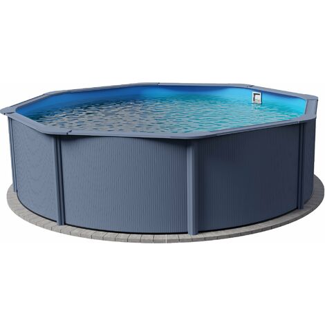 Stahlwandpool rund Classic 450x120 cm, Stahl 0,4 mm anthrazit, Folie 0,3 mm blau, overlap