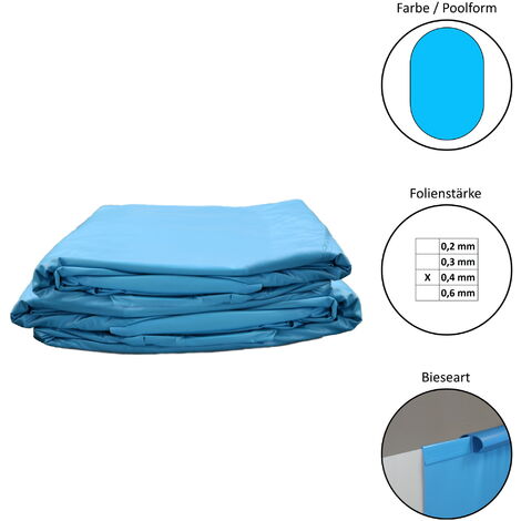 Poolfolie Ersatzfolie Ovalformbecken 490x300x120cm - Dicke 0,4mm - Einhängebiese - blau
