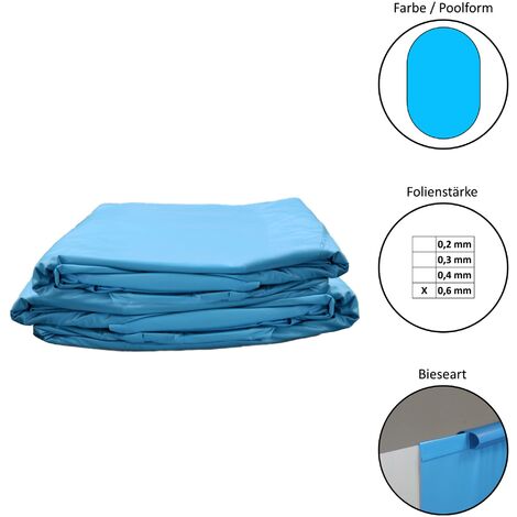 Poolfolie Ersatzfolie Ovalformbecken 800x400x120cm - Dicke 0,6mm - Einhängebiese - blau